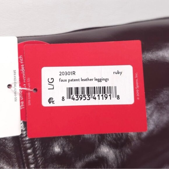 NWT SPANX‎ Faux Patent Leather Liquid Gloss LEGGINGS 20301R Ruby Size LARGE - Picture 15 of 16